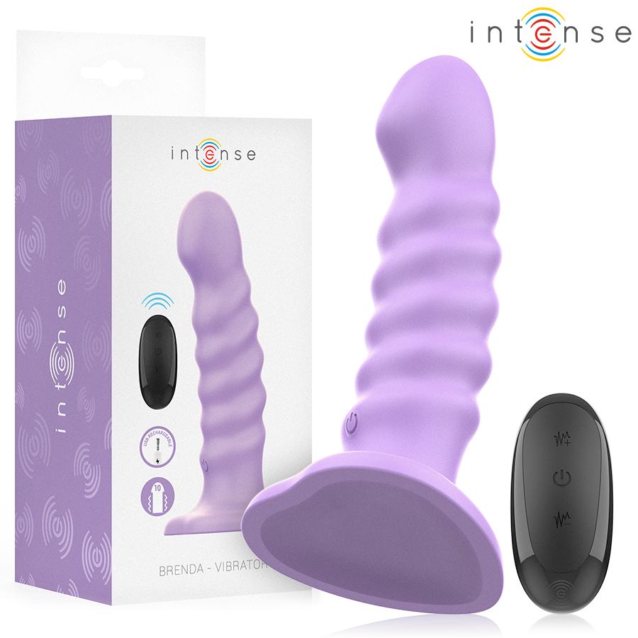 INTENSE - VIBRADOR BRENDA TAMANHO M DESIGN ESPIRAL 10 VIBRAÇÕES ROXO CONTROLE REMOTO