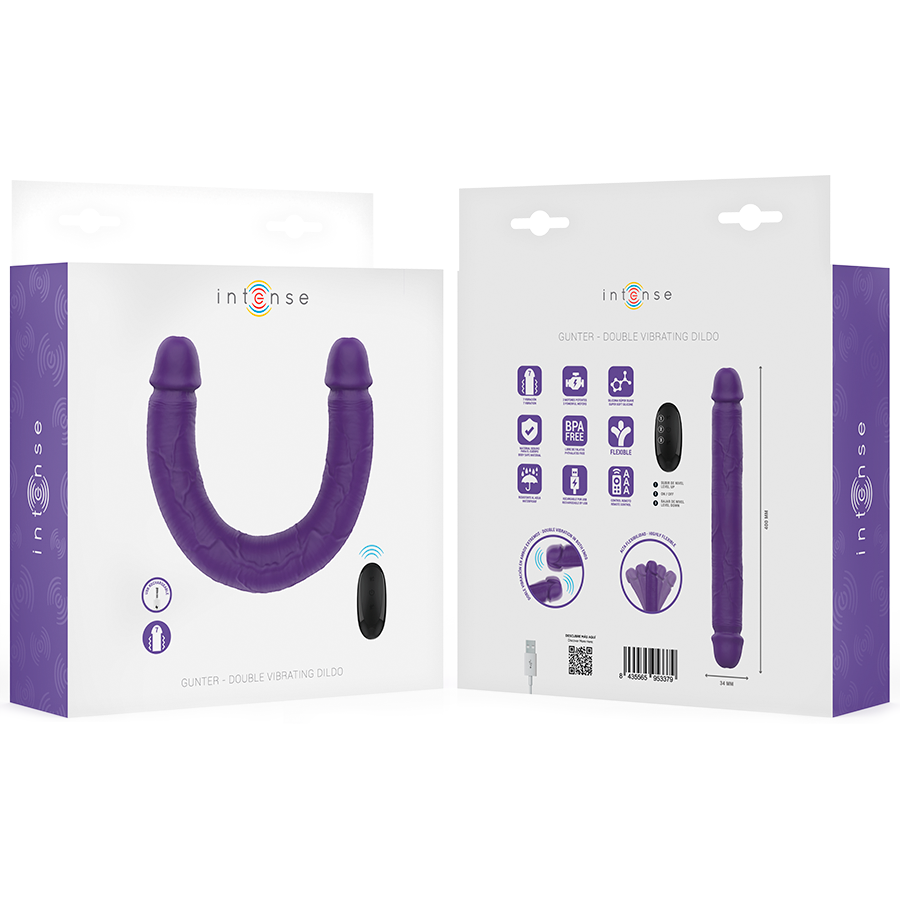 GUNTER DILDO DUPLO VIBRADOR 40 CM COM CONTROLE REMOTO - Sex Shop Sexy