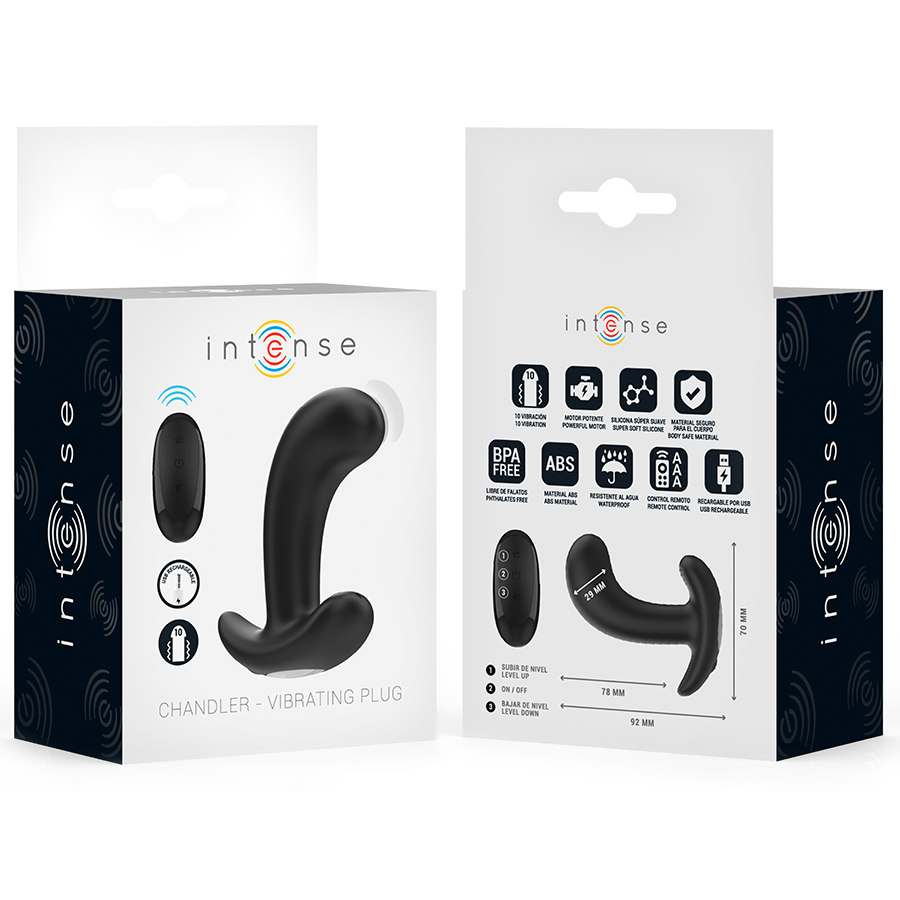 CHANDLER PLUG ANAL 10 VIBRAÇÕES PRETO CONTROLE REMOTO - Sex Shop Sexy