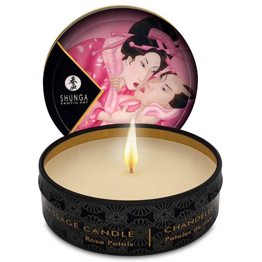 SHUNGA - MINI CARESS BY CANDELIGHT VELA DE MASSAGEM ROSAS 30 ML - Sex Shop Sexy