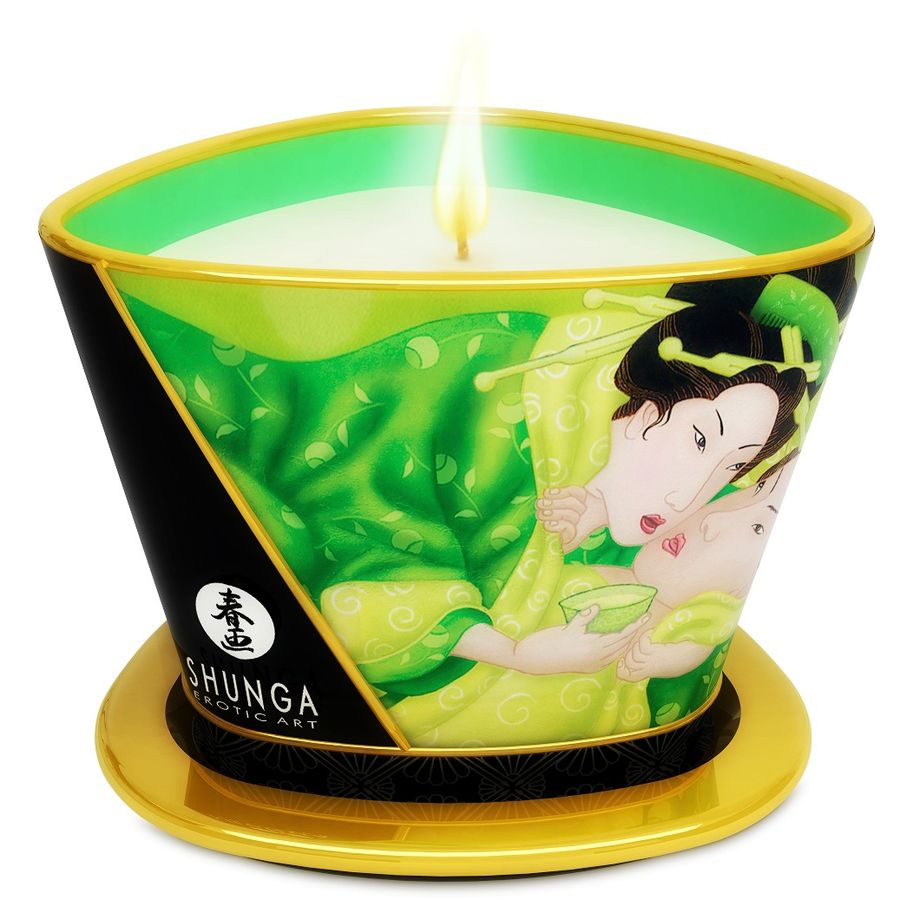SHUNGA - MINI CARESS BY CANDELIGHT VELA DE MASSAGEM CHÁ VERDE 170 ML - Sex Shop Sexy