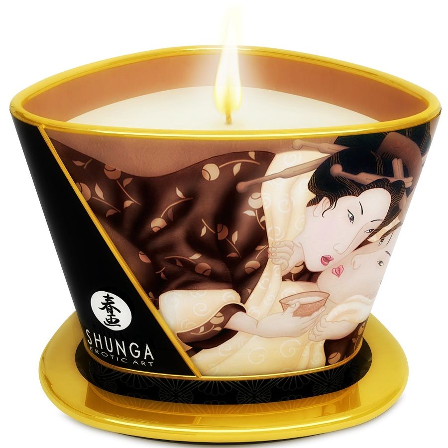 SHUNGA - MINI CARESS BY CANDELIGHT VELA DE MASSAGEM CHOCOLATE 170 ML - Sex Shop Sexy