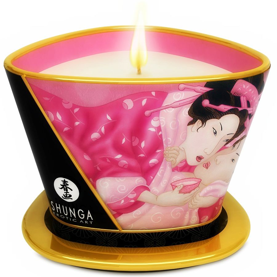 SHUNGA - MINI CARESS BY CANDELIGHT VELA DE MASSAGEM ROSAS AFRODISÍACAS 170 ML - Sex Shop Sexy