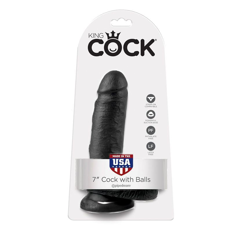 KING COCK - DILDO REALISTA 17.8 CM PRETO
