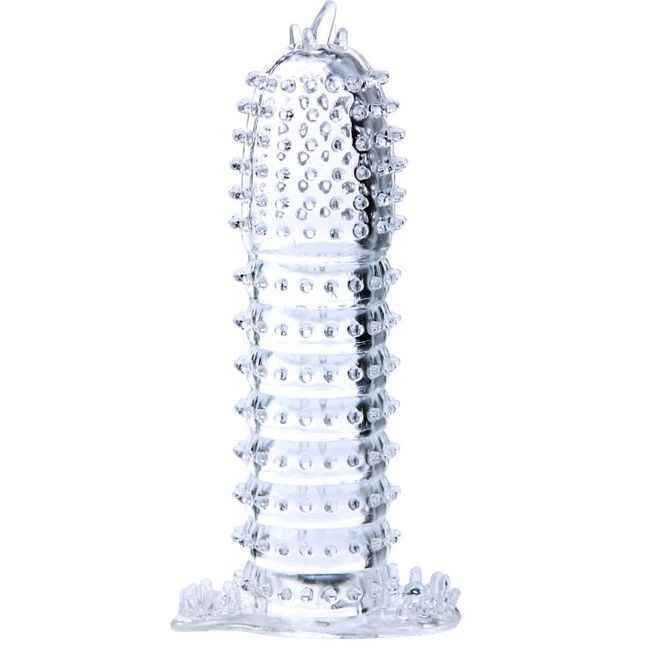 BAILE - CAPA PARA PÉNIS COM PONTOS ESTIMULANTES TRANSPARENTE 14 CM
