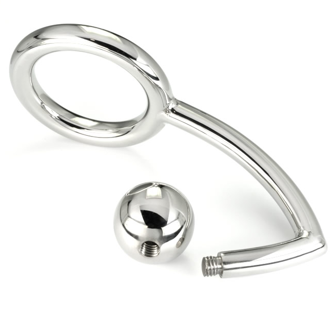 METAL HARD - ANEL PARA PÊNIS COM GANCHO INTRUSOR ANAL 45MM - Sex Shop Sexy