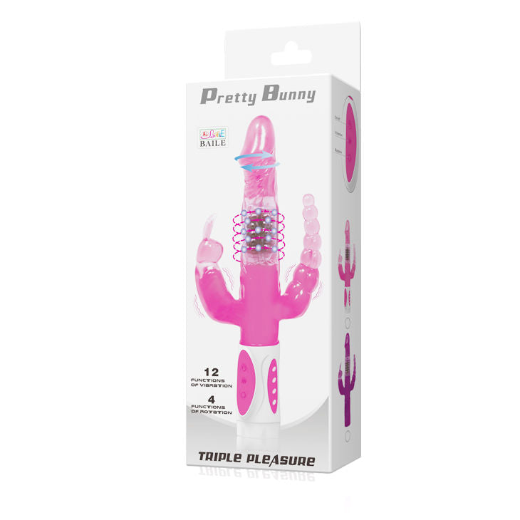 BAILE - PRETTY BUNNY TRIPLO VIBRADOR ROTADOR - Sex Shop Sexy
