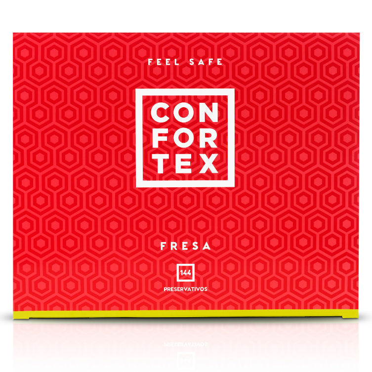 CONFORTEX - PRESERVATIVOS MORANGO CAIXA 144 UNIDADES - Sex Shop Sexy