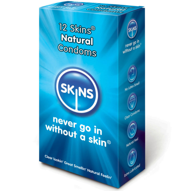 SKINS - PRESERVATIVOS NATURAL PACK 12 UNIDADES - Sex Shop Sexy