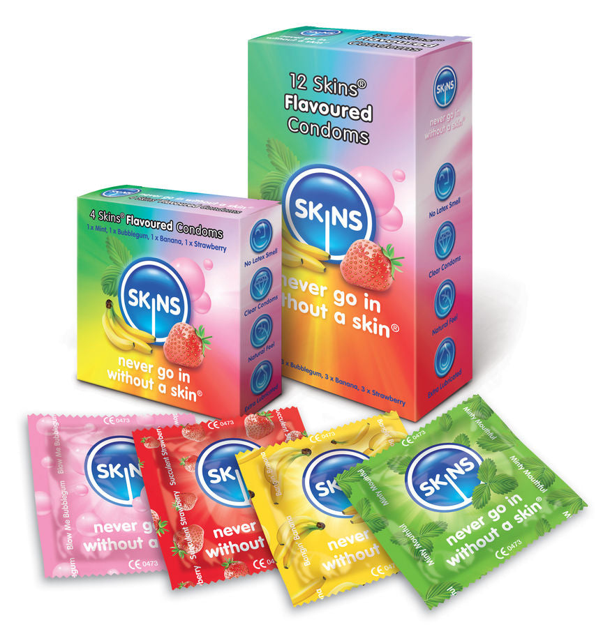 SKINS - PRESERVATIVOS SABORES SORTIDOS 12 UNIDADES - Sex Shop Sexy