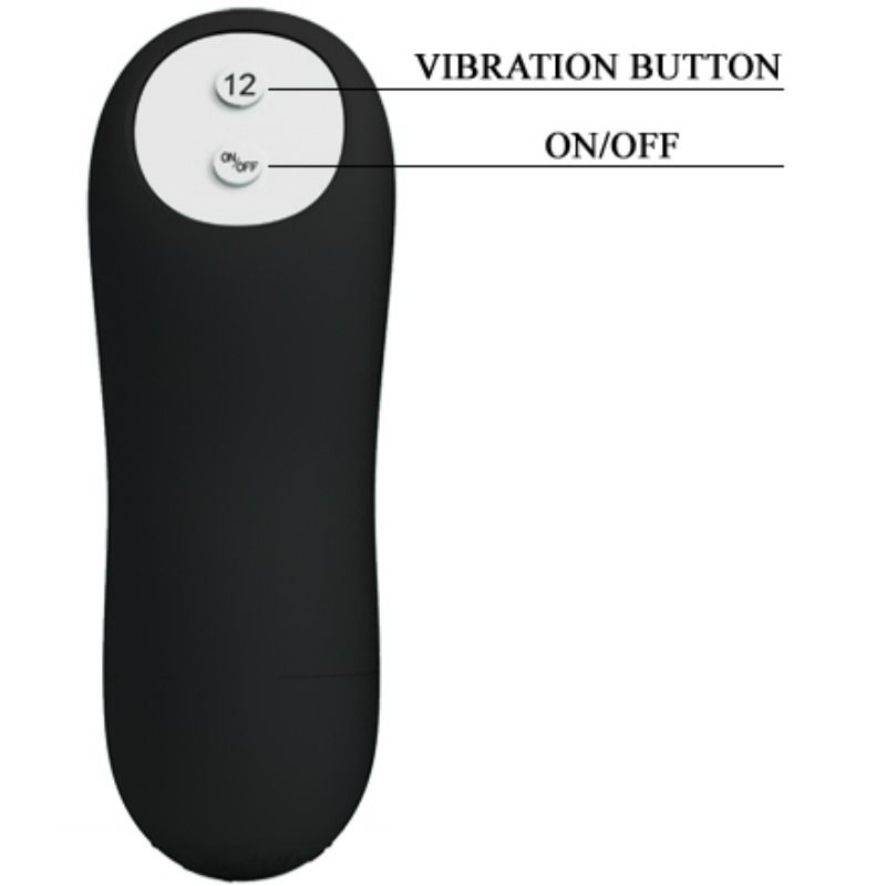 PRETTY LOVE - PLUG ANAL EM SILICONE FORMATO PÊNIS COM 12 MODOS DE VIBRAÇÃO PRETO - Sex Shop Sexy
