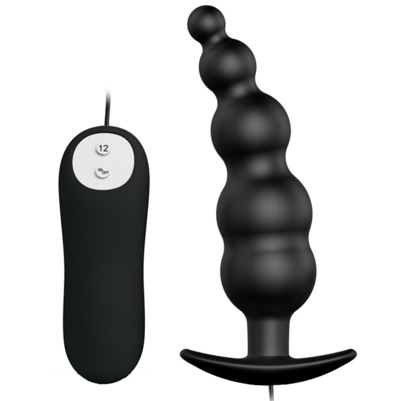 PRETTY LOVE - PLUG ANAL EM SILICONE ESTIMULAÇÃO EXTRA COM 12 MODOS DE VIBRAÇÃO E CONTROLO REMOTO PRETO - Sex Shop Sexy