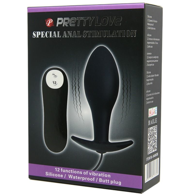 PRETTY LOVE - PLUG ANAL EM FORMA DE ÂNCORA SILICONE COM 12 MODOS DE VIBRAÇÃO PRETO - Sex Shop Sexy