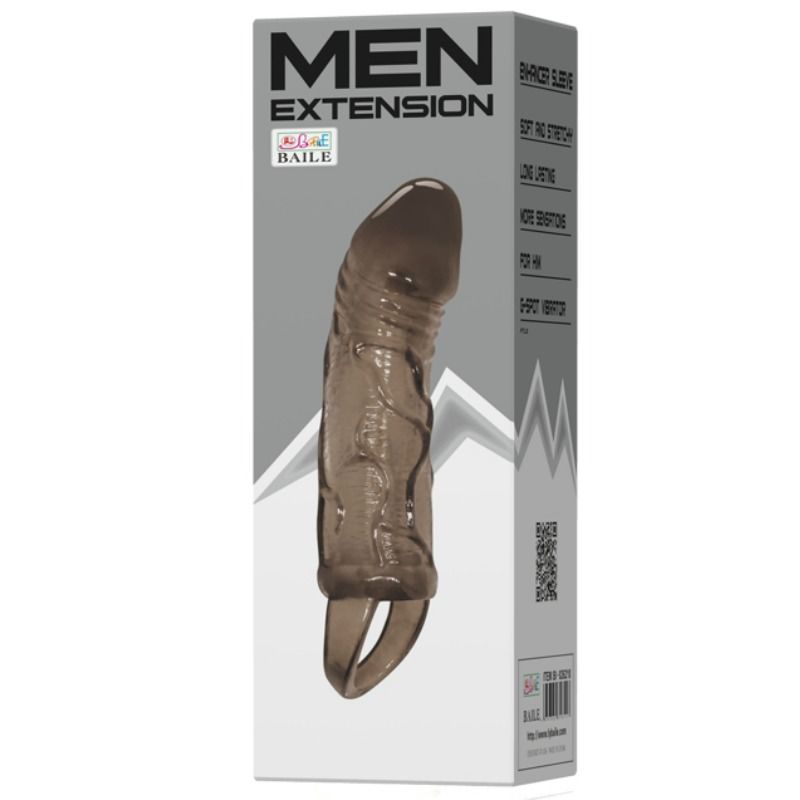 BAILE - CAPA EXTENSORA PARA PÊNIS COM STRAP PARA TESTÍCULOS PRETA 13.5 CM - Sex Shop Sexy