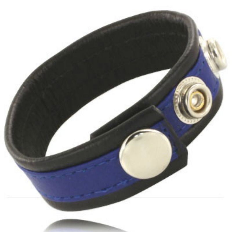 LEATHER BODY - CORREIA AJUSTÁVEL DE COURO PARA PÉNIS AZUL E PRETA
