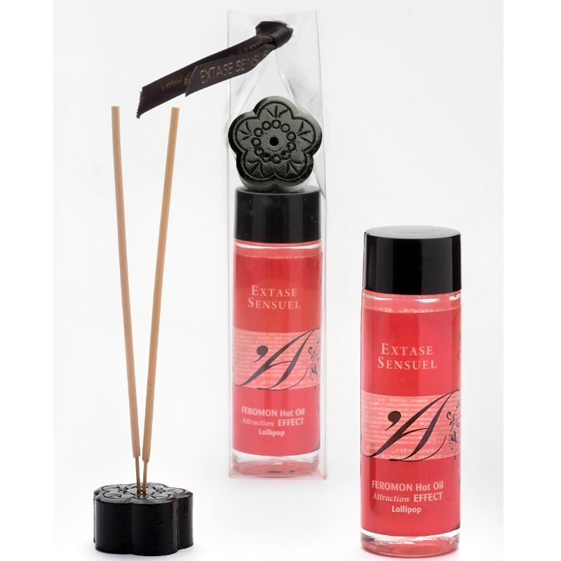 EXTASE SENSUAL - ÓLEO DE MASSAGEM EFEITO CALOR COM FEROMONAS PIRULITO 100 ML - Sex Shop Sexy