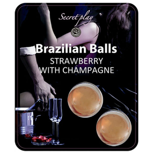 SECRETPLAY - SET 2 BRAZILIAN BALLS MORANGO COM CHAMPANHE - Sex Shop Sexy