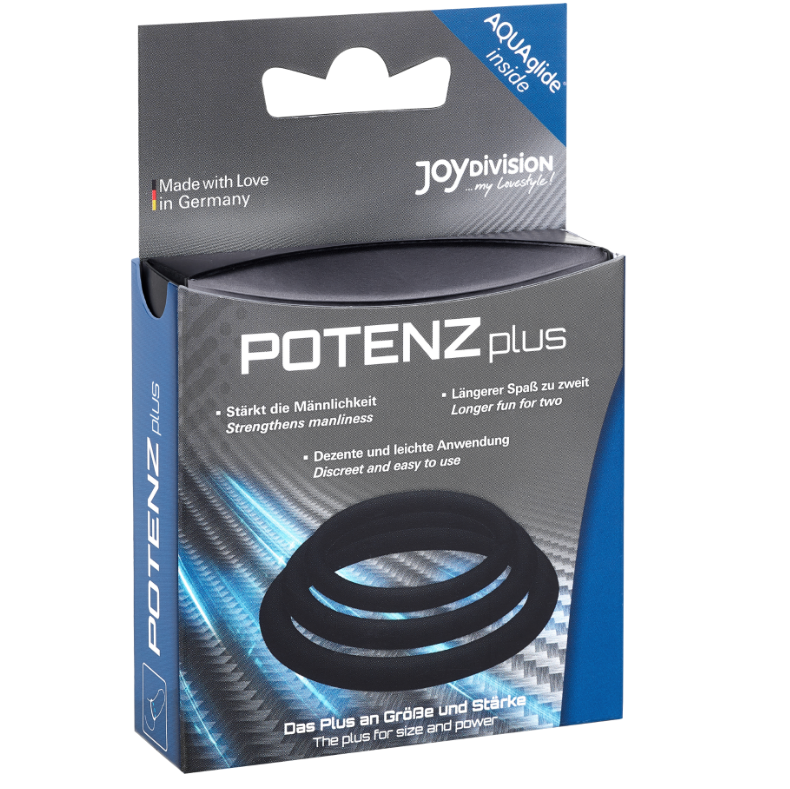 JOYDIVISION POTENZDUO - PLUS PACK 3 ANÉIS PARA PÊNIS PRETO - S, M, L - Sex Shop Sexy