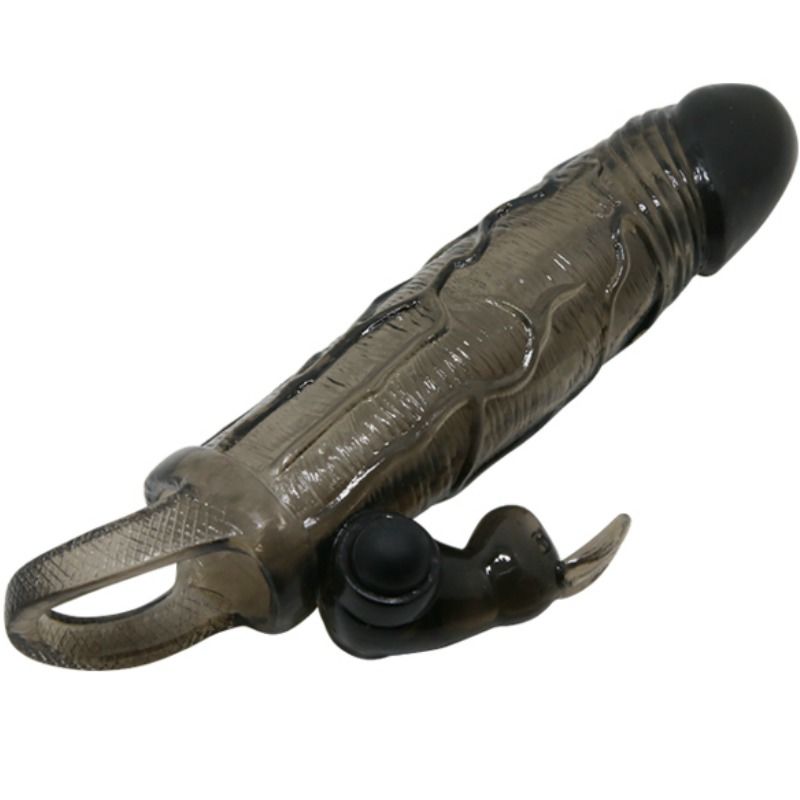 BAILE - BRAVE MAN CAPA REALISTA PARA PÊNIS COM COELHO 16.5 CM NEGRO - Sex Shop Sexy