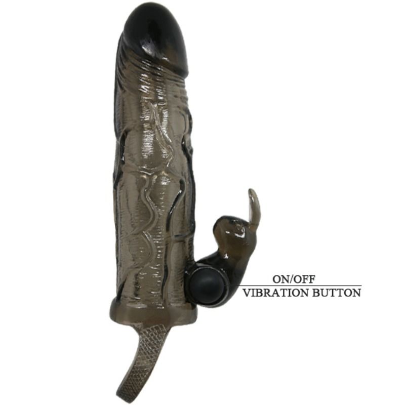 BAILE - BRAVE MAN CAPA REALISTA PARA PÊNIS COM COELHO 16.5 CM NEGRO - Sex Shop Sexy