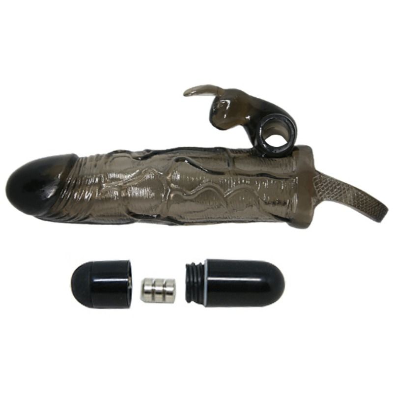BAILE - BRAVE MAN CAPA REALISTA PARA PÊNIS COM COELHO 16.5 CM NEGRO - Sex Shop Sexy