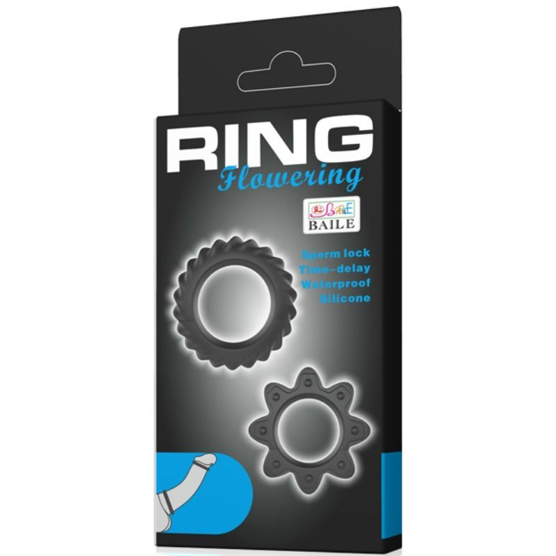 BAILE - KIT 2 ANÉIS DE SILICONE RING FLOWERING - Sex Shop Sexy