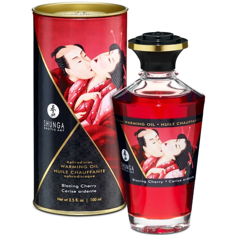 SHUNGA - ÓLEO DE MASSAGEM EFEITO CALOR SABOR INTENSO CEREJA 100 ML