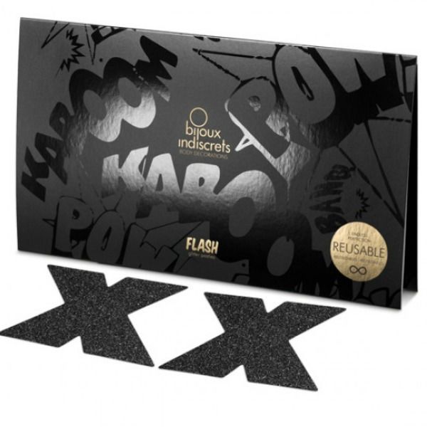 BIJOUX - INDISCRETS TAPA-MAMILOS FLASH CRUZ PRETO - Sex Shop Sexy