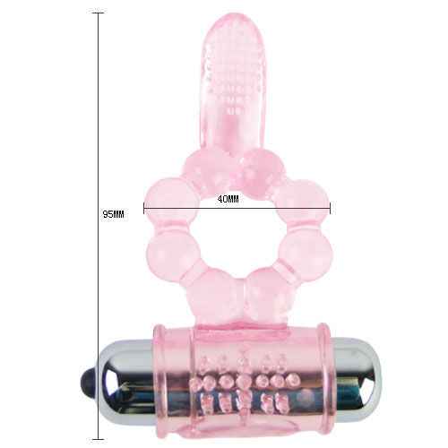 BAILE - ANÉL DE SILICONE 10 RITMOS LÍNGUA COM VIBRAÇÃO ROSA