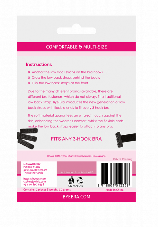 BYE-BRA - ADAPTADOR DE COSTAS PARA SUTIÃ PRETO & BRANCO - Sex Shop Sexy
