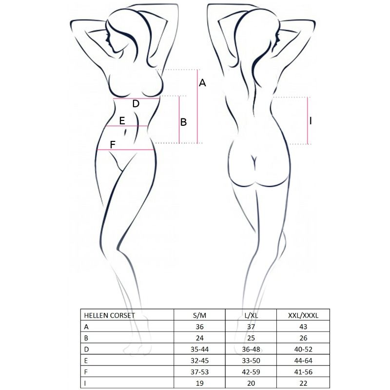 PASSION - HELLEN WOMEN'S CORSET BLACK SIZE S/M