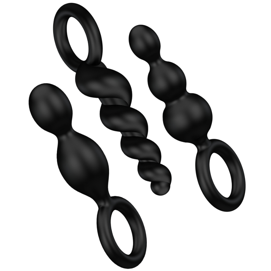 SATISFYER - CONJUNTO DE 3 PLUGS ANAIS PRETO - Sex Shop Sexy