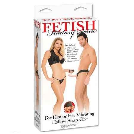 FETISH FANTASY SERIES - ARNÊS OCO VIBRATÓRIO PARA ELE E ELA 14 CM TOM NATURAL