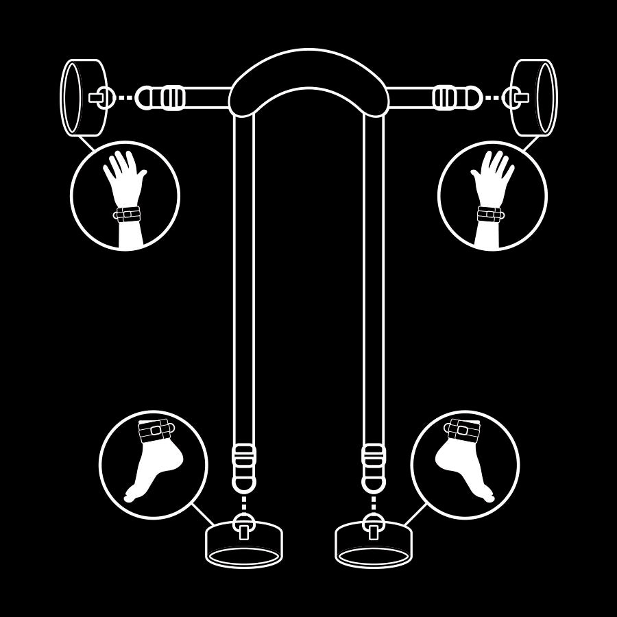 FETISH SUBMISSIVE - POSIÇÃO MASTER COM 4 ALGEMAS E FORRO EM NEOPRENO - Sex Shop Sexy