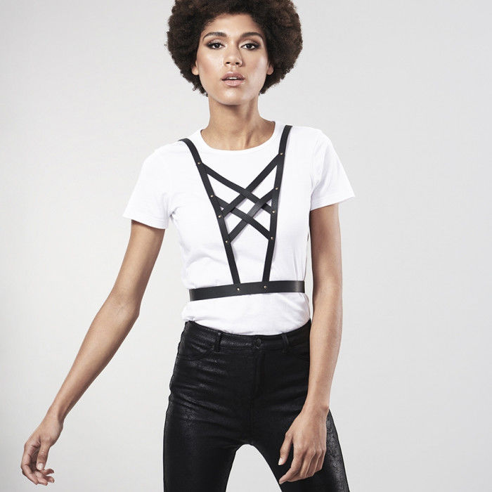 BIJOUX - INDISCRETS MAZE ARNÊS CRUZADO COM DECOTE PRETO - Sex Shop Sexy
