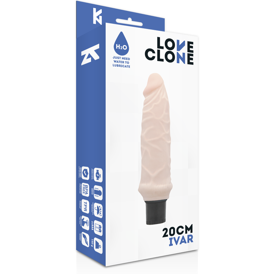 Loveclone - Vibrador Auto Lubrificante Ivar 20 Cm -O- 3.7 Cm