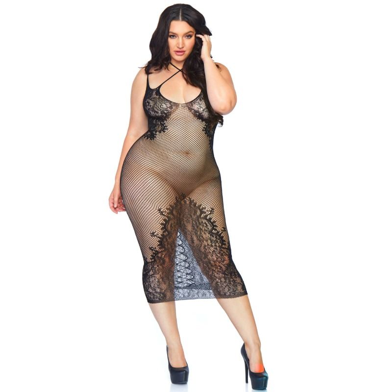 LEG AVENUE - VESTIDO EM REDE NO CORPO 1X-2X