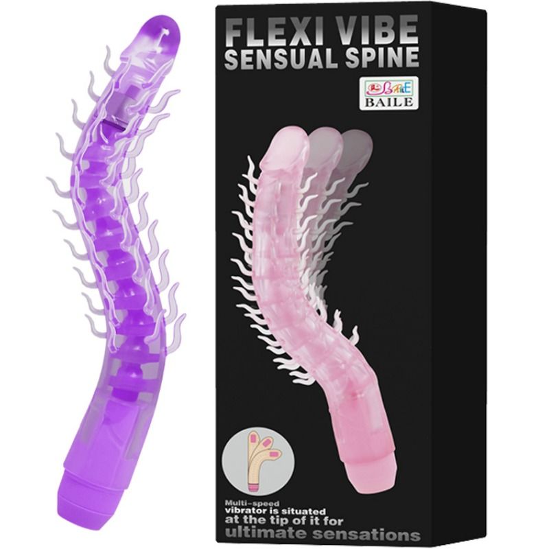 BAILE - FLEXI VIBE SENSUAL SPINE DILDO VIBRATÓRIO FLEXÍVEL LILÁS 23,5 CM - Sex Shop Sexy