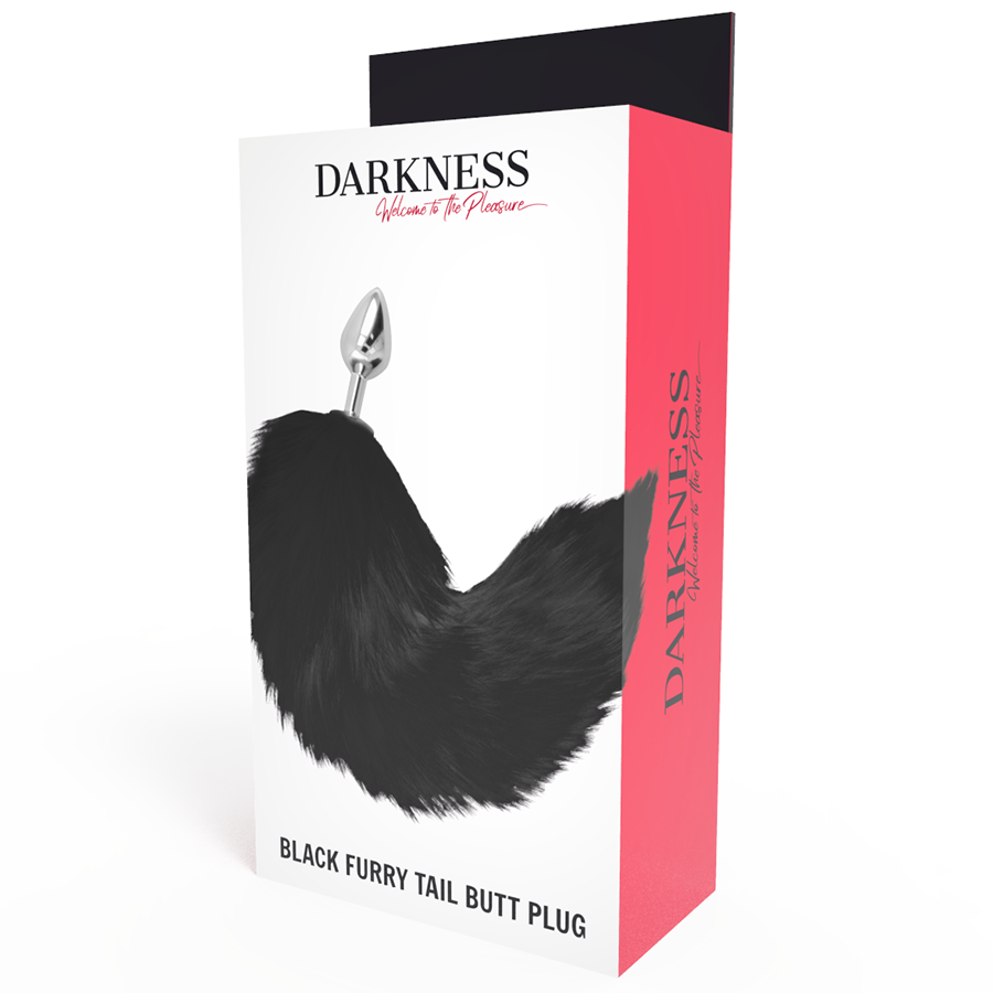 Darkness - Plug Anal Prata 8 Cm Com Cauda Preta