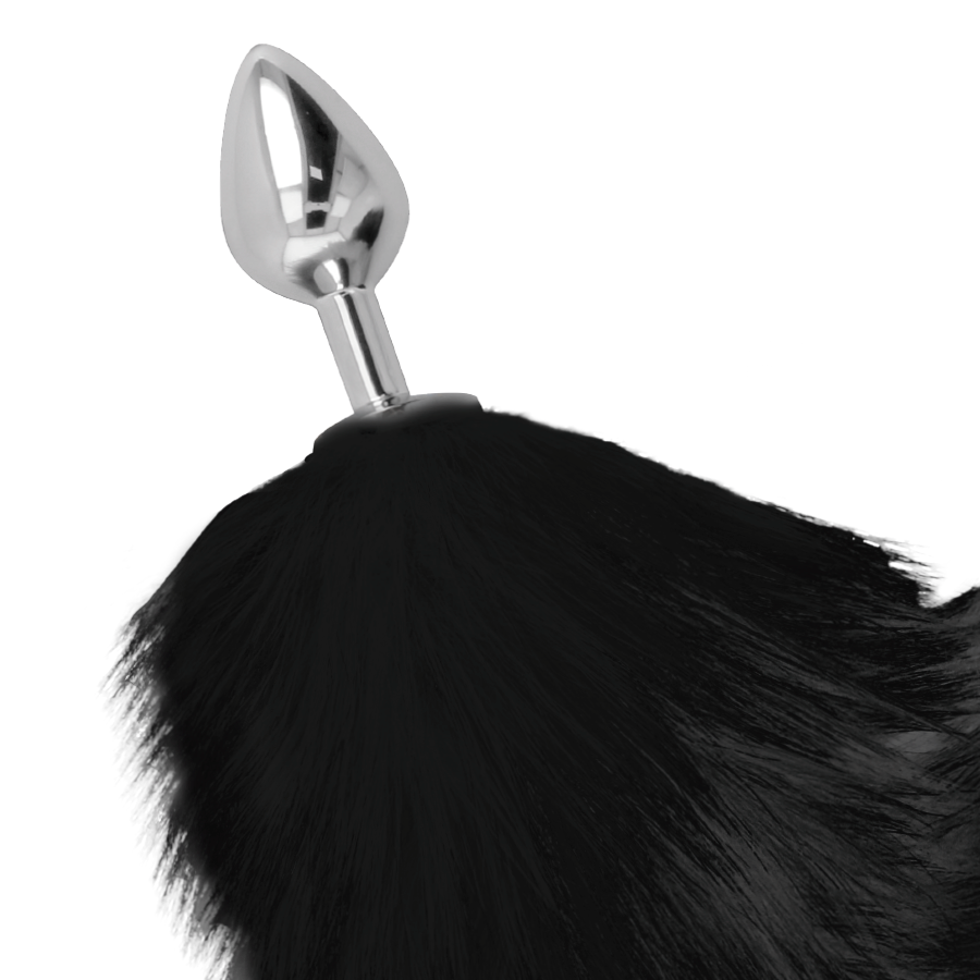Darkness - Plug Anal Prata 8 Cm Com Cauda Preta