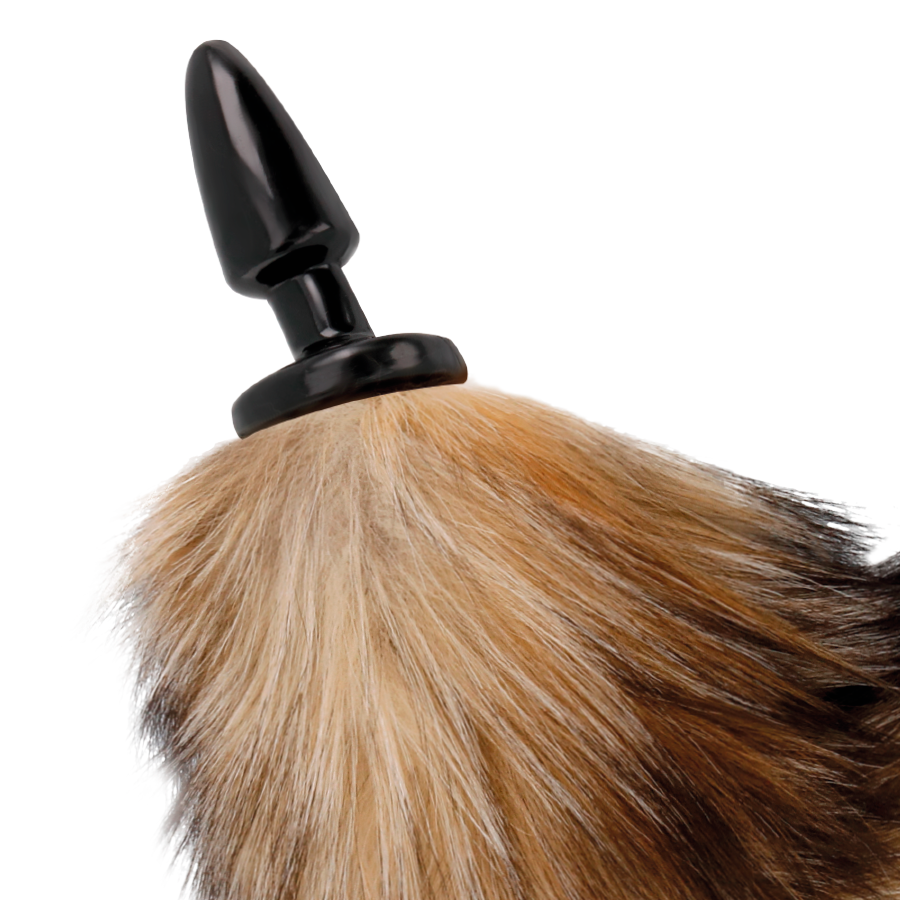 Darkness - Cauda Natural Com Plug Anal De Silicone 10 Cm