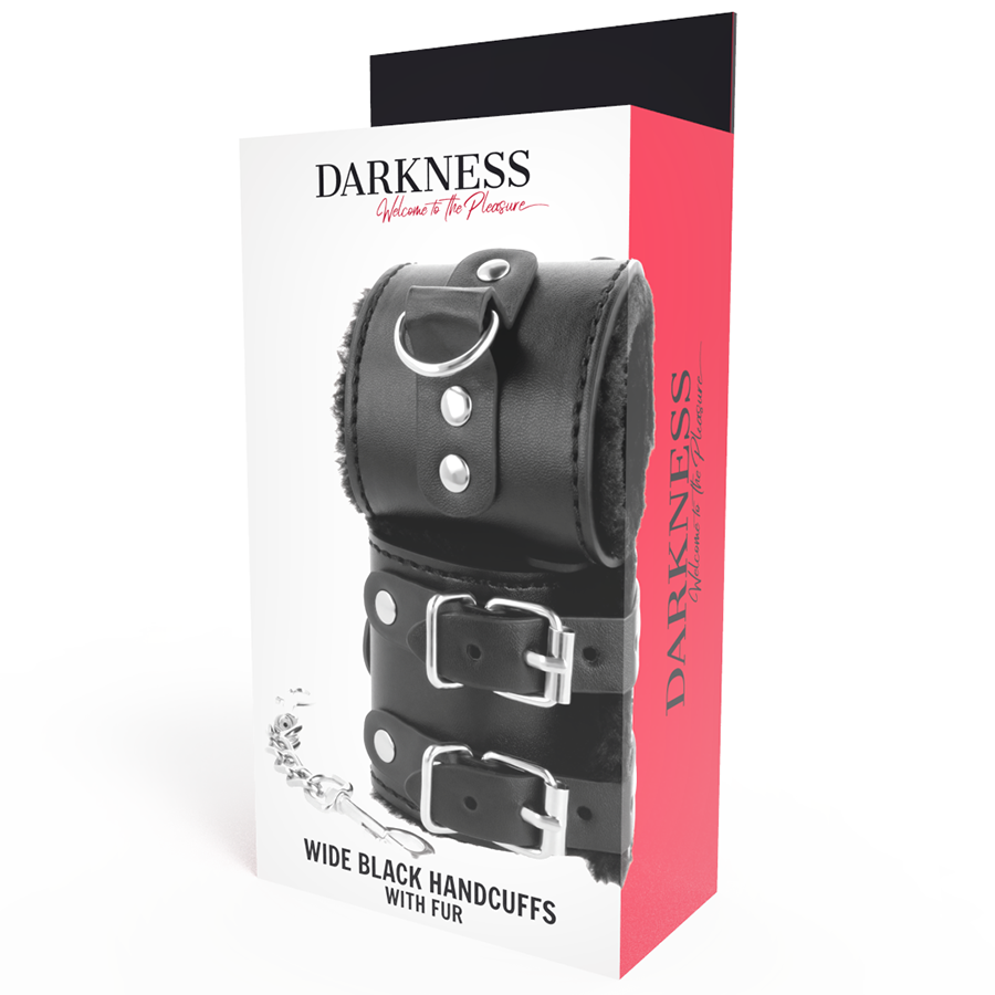 Darkness - Algemas De Couro Ajustveis Pretas Com Forro