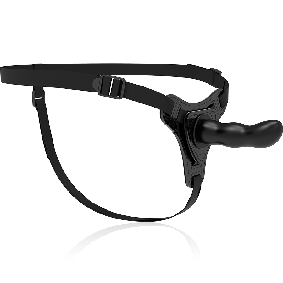 ARNÉS FETISH SUBMISSIVE - SILICONA NEGRO PUNTO G 16 CM