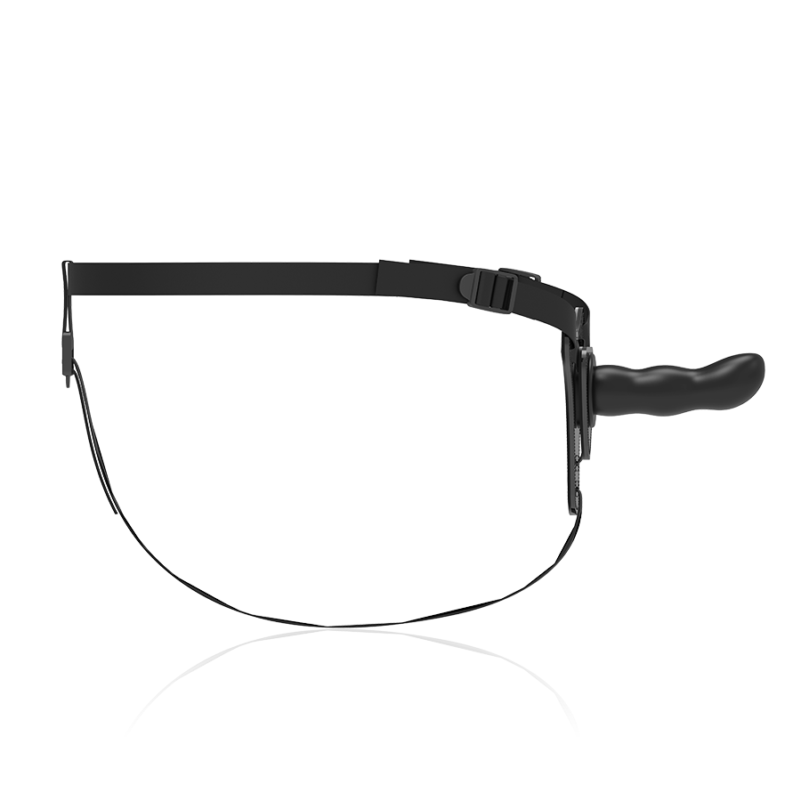 ARNÉS FETISH SUBMISSIVE - SILICONA NEGRO PUNTO G 16 CM