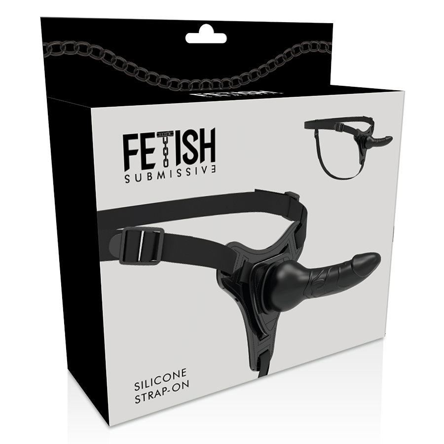 ARNÉS FETISH SUBMISSIVE - SILICONA NEGRO REALISTA 16 CM
