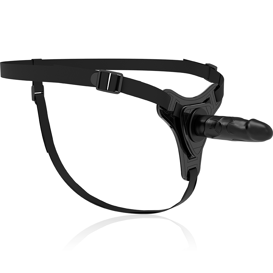 ARNÉS FETISH SUBMISSIVE - SILICONA NEGRO REALISTA 15 CM