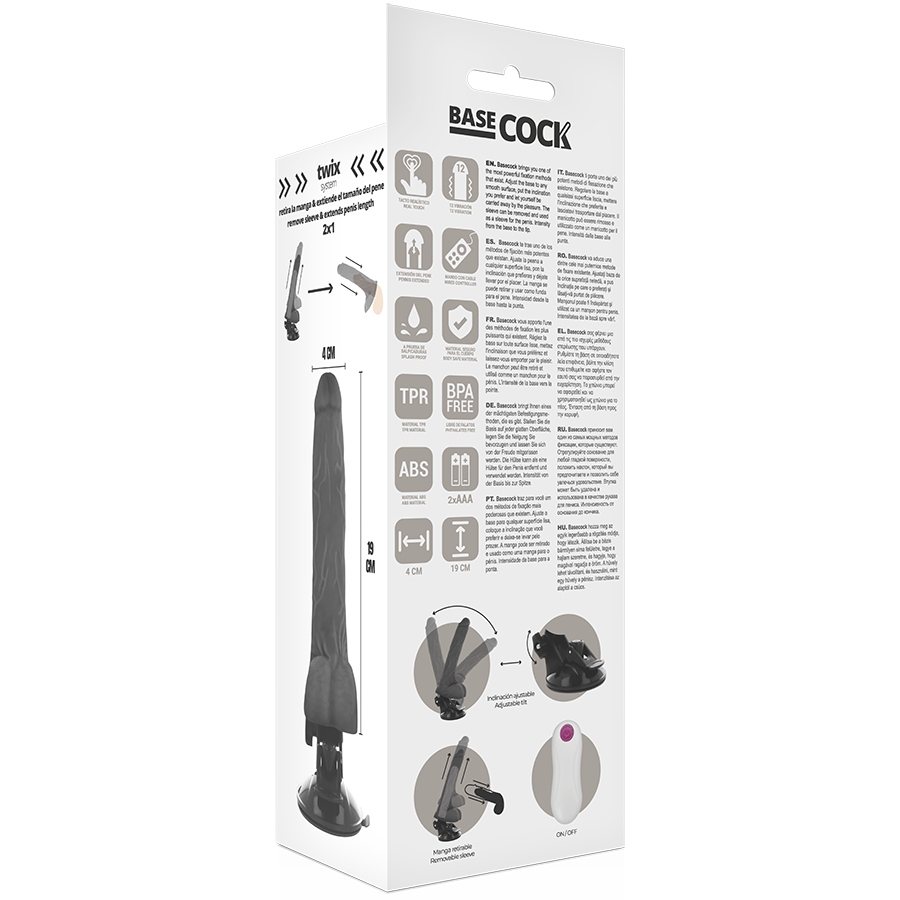 BASECOCK - REALISTIC VIBRATOR WITH NATURAL REMOTE CONTROL 19 CM -Ø- 4 CM