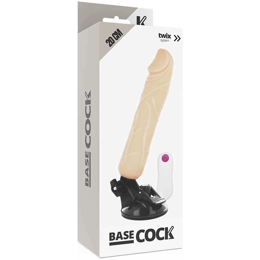 BASECOCK - VIBRADOR DE CONTROLE REMOTO REALÍSTICO PRETO 20 CM -O- 4 CM