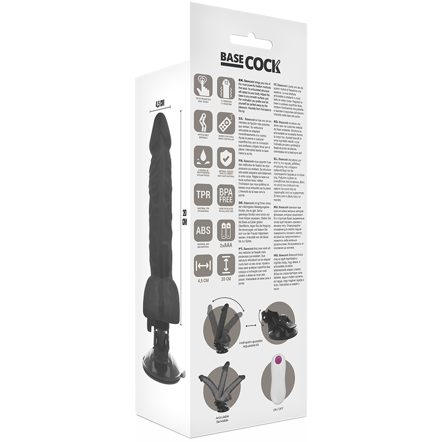 BASECOCK - REALISTIC ARTICULATED VIBRATOR WITH NATURAL REMOTE CONTROL 20 CM -O- 4.5 CM
