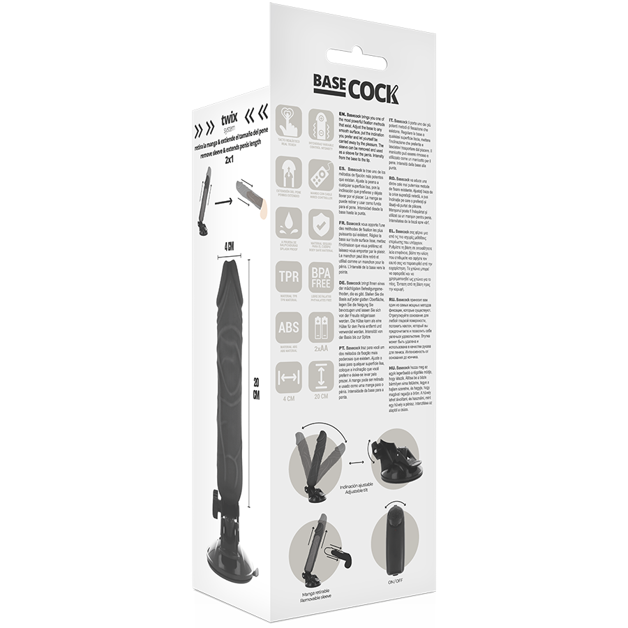 BASECOCK - REALISTIC VIBRATOR WITH NATURAL REMOTE CONTROL 20 CM -O- 4 CM